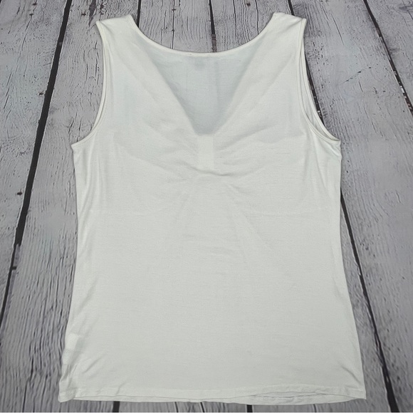 NINE WEST lightweight beige beaded embellished v-neck tank top, size 1X - Picture 7 of 12